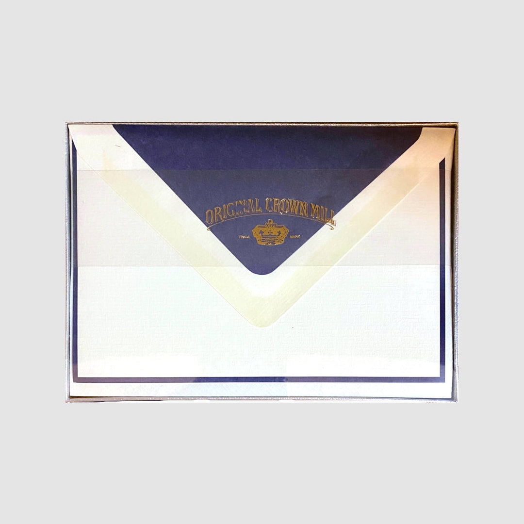Original Crown Mill Boxed Card and Envelope Set - White/Dark Blue