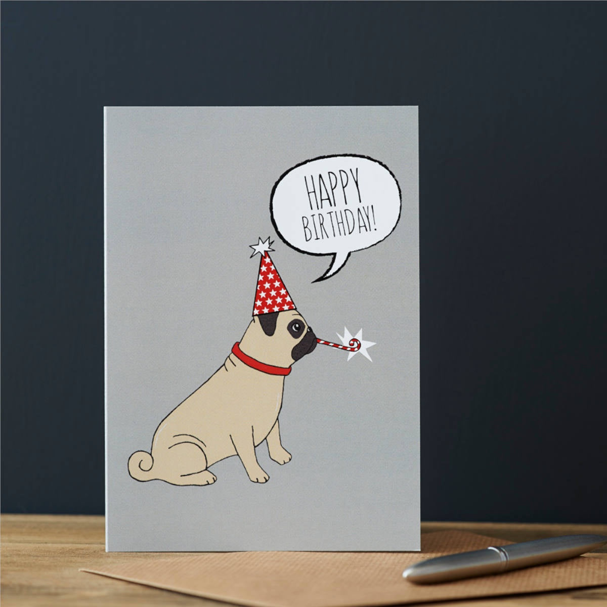 Happy Birthday Card – Pug - Sweet William