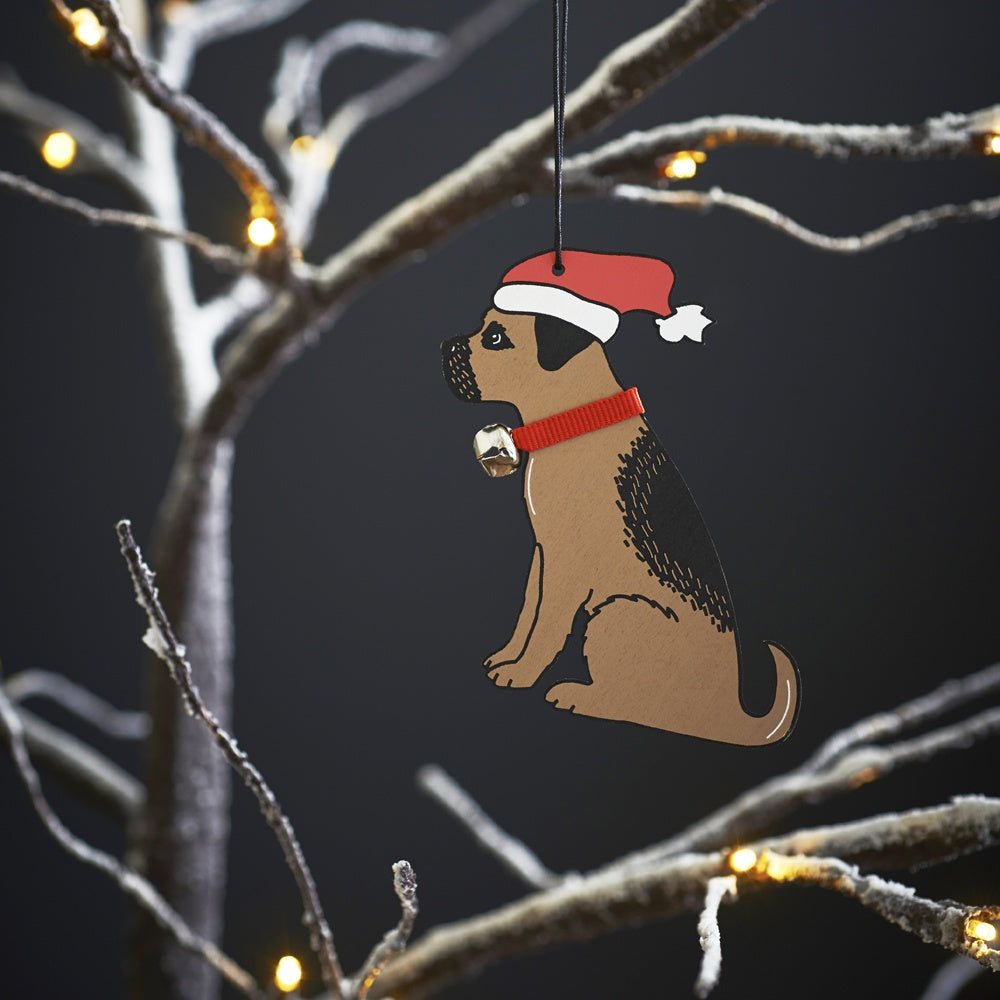 Wooden Christmas Decoration - Border Terrier - Sweet William