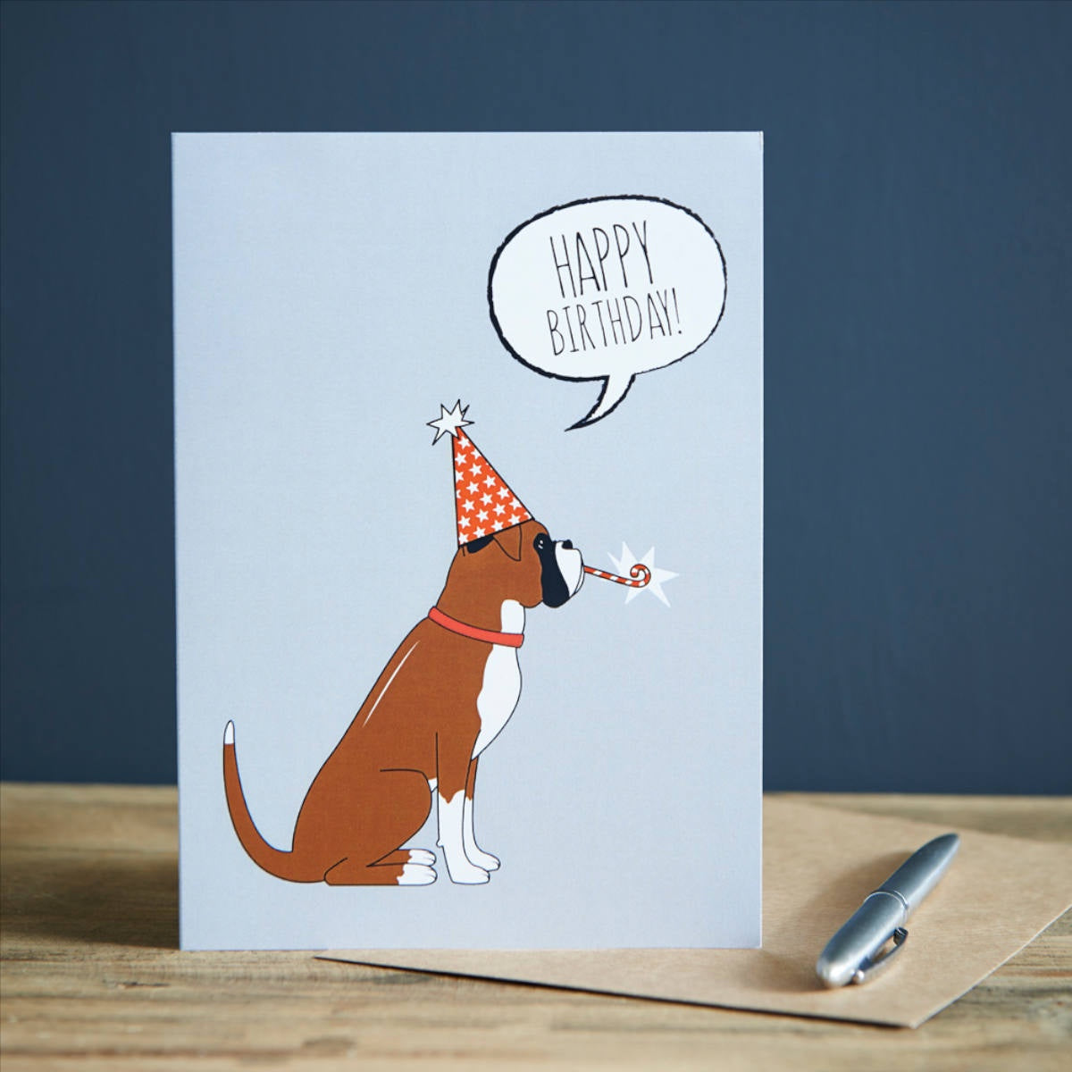 Happy Birthday Card - Boxer - Sweet William