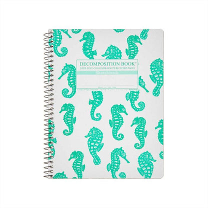 Decomposition Book - Large Spiral Notebook - Plain - Seahorses