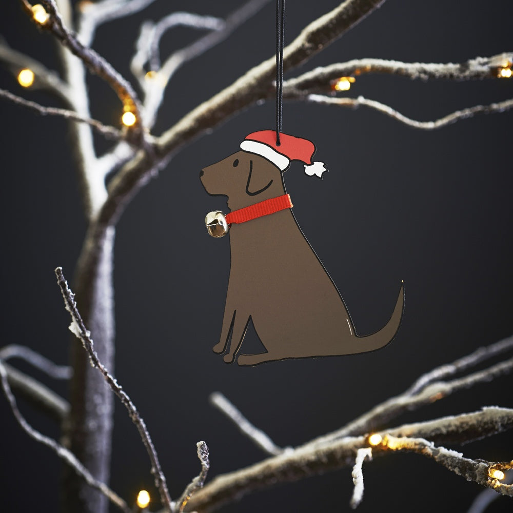 Wooden Christmas Decoration - Chocolate Labrador - Sweet William