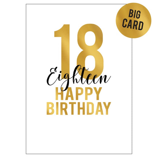 Big Birthday Card - Big Golden 18 - Candle Bark Creations