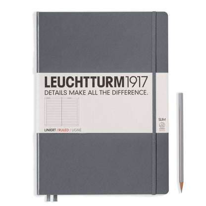 Leuchtturm Hardcover A4+ Slim Notebook - Anthracite, Lined