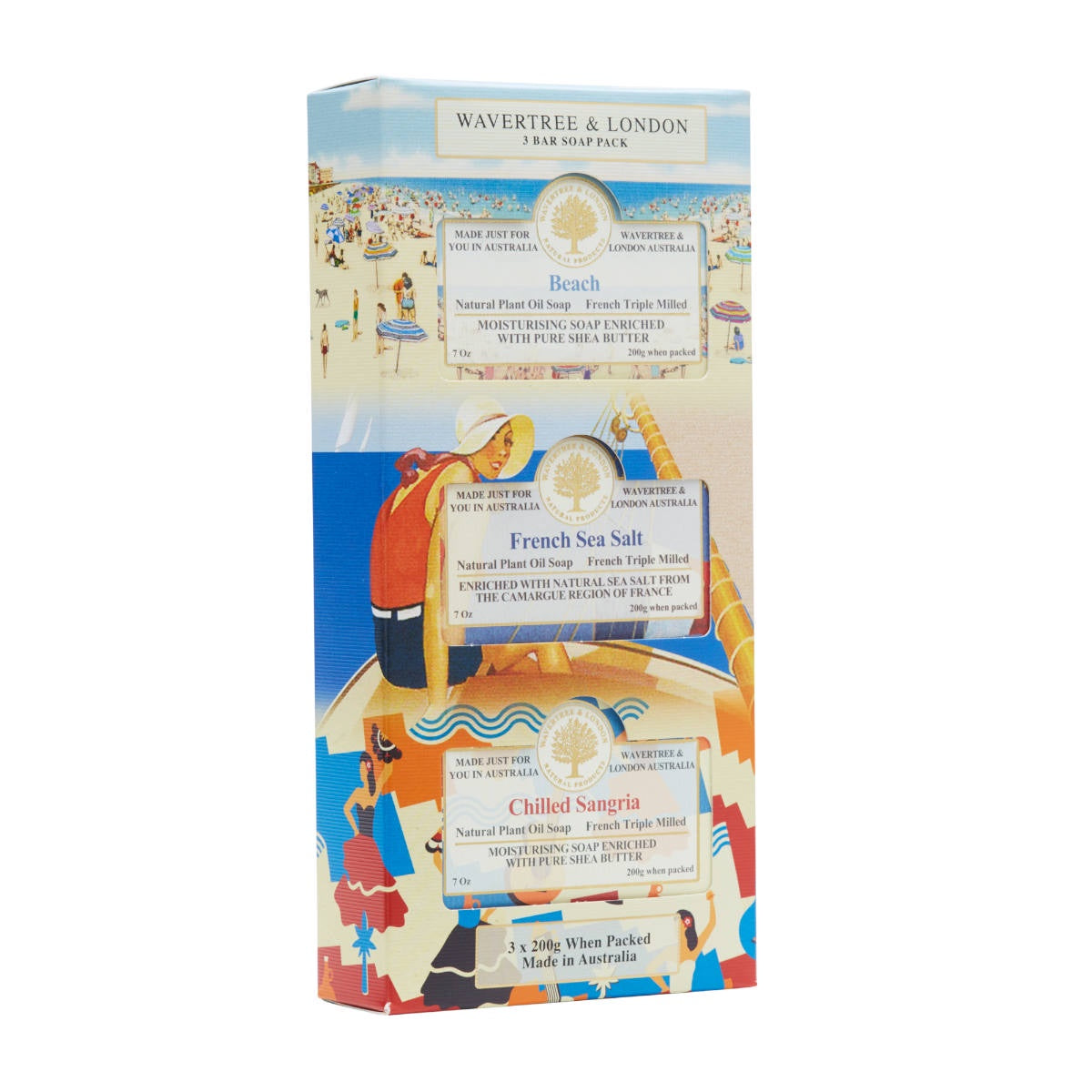 Wavertree & London Soap Trio - Destination - Beach, French Sea Salt, Chilled Sangria