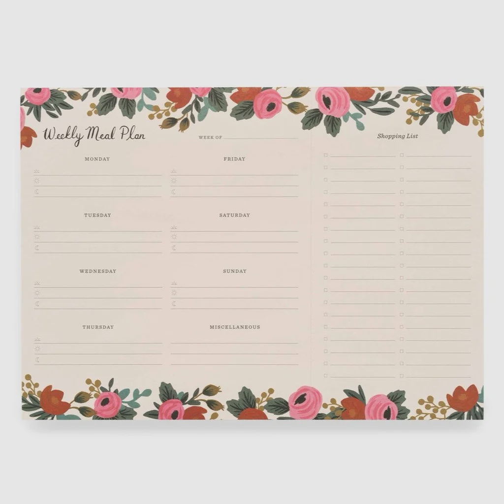Weekly Meal Planner Notepad - Rosa