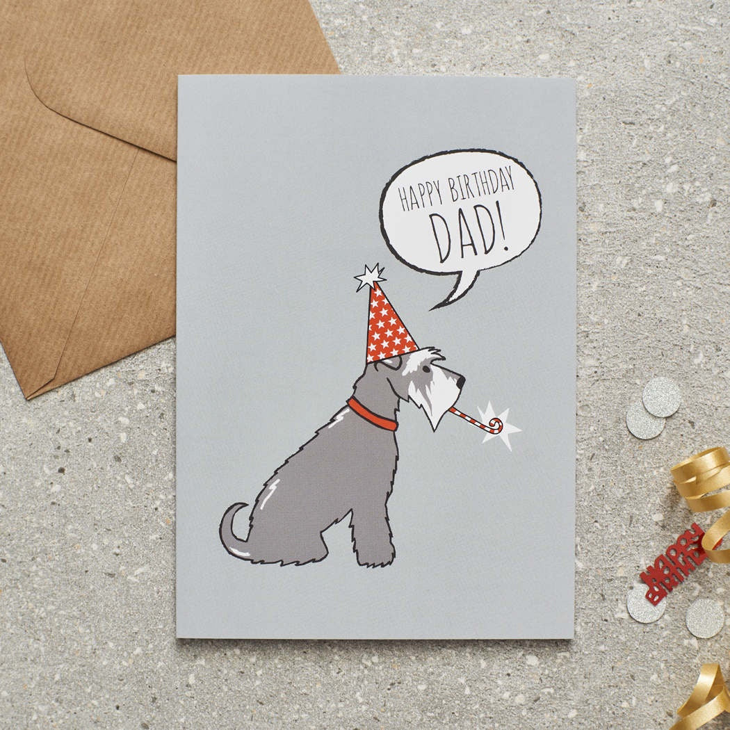 Card - Grey Schnauzer Happy Birthday Dad