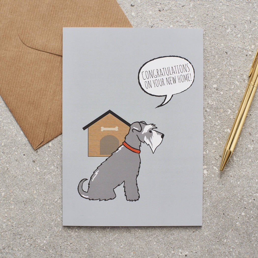 New Home Card – Grey Schnauzer - Sweet William