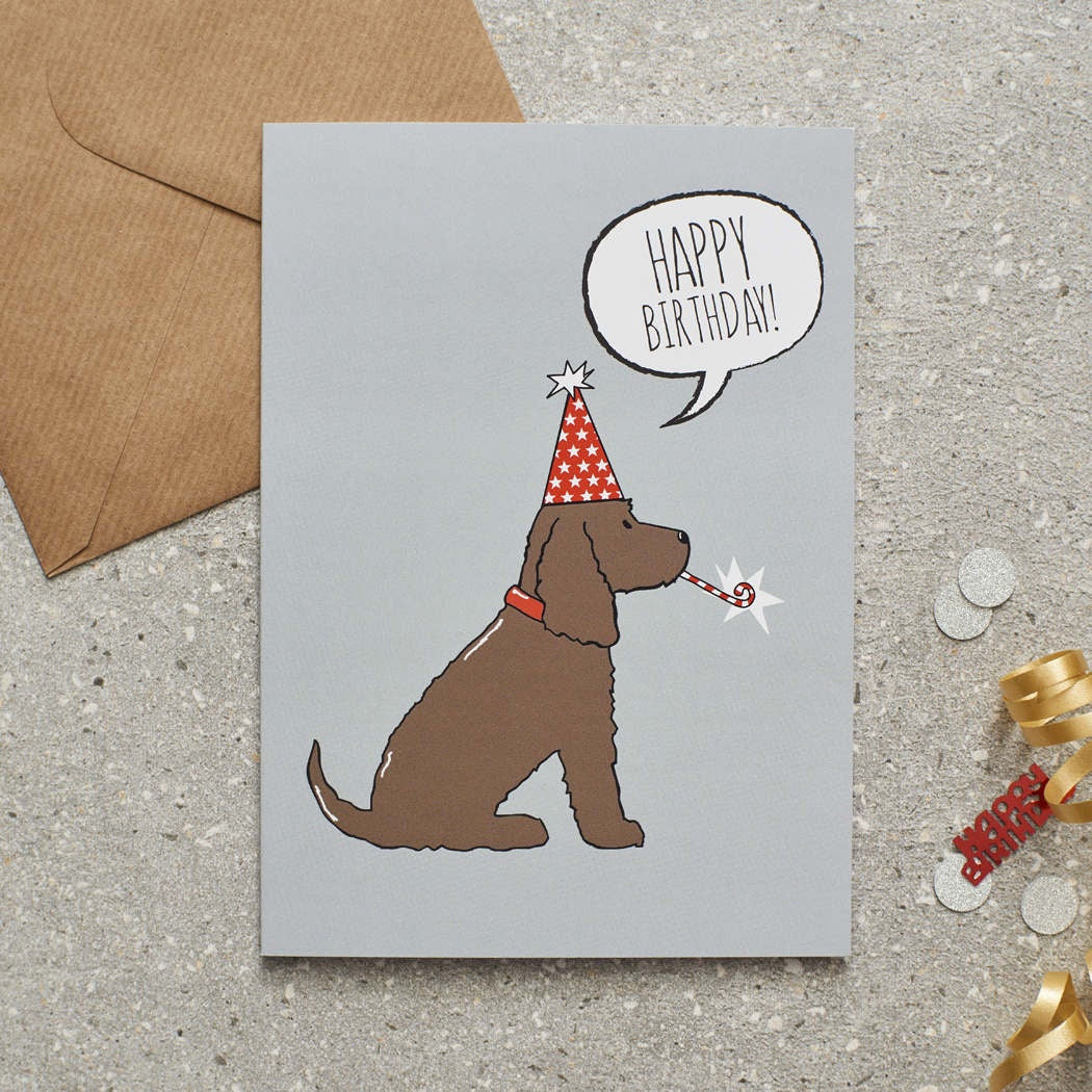 Happy Birthday Card - Brown Cocker Spaniel - Sweet William