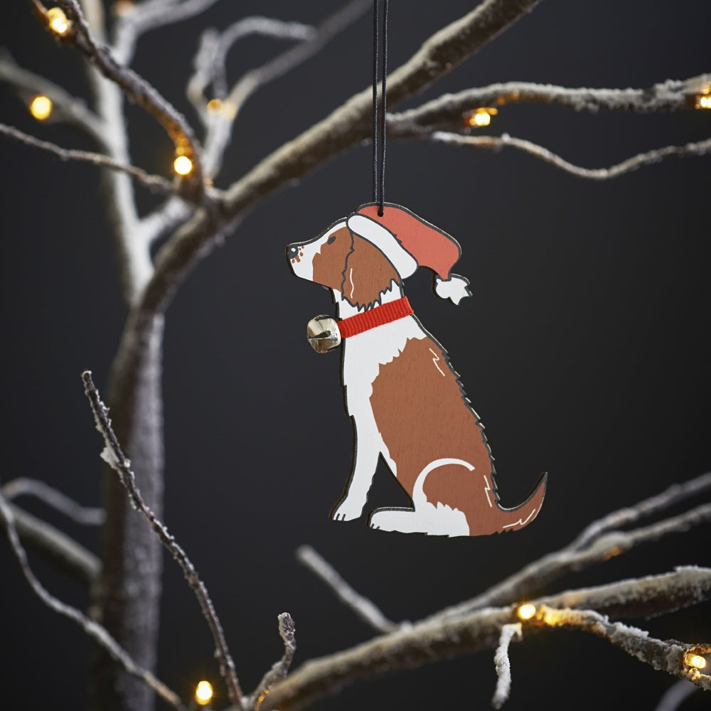 Wooden Christmas Decoration - Springer Spaniel Liver - Sweet William